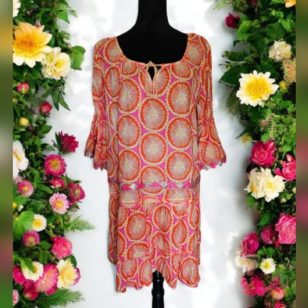 Vibrant Pink and Orange Patterned Dress-$178.50 - Picture 17 of 17